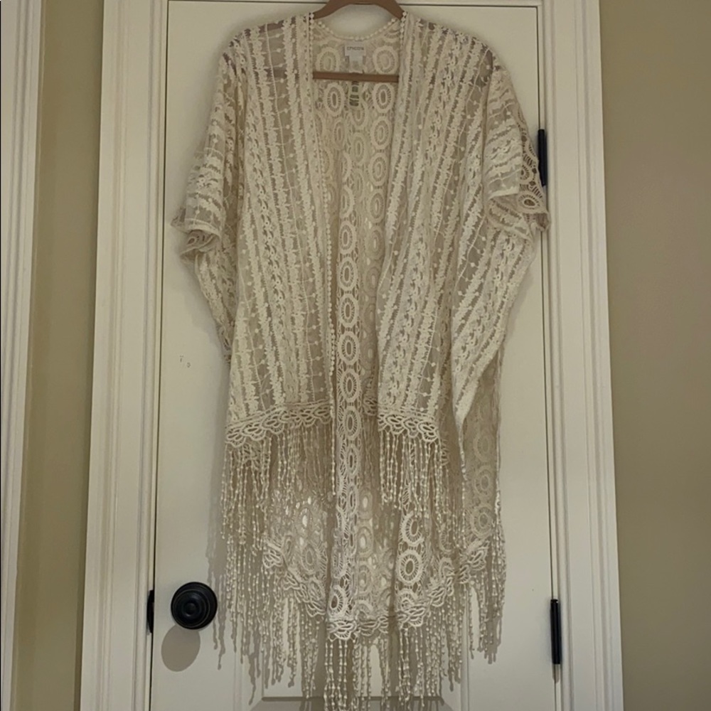 White chambray cardigan